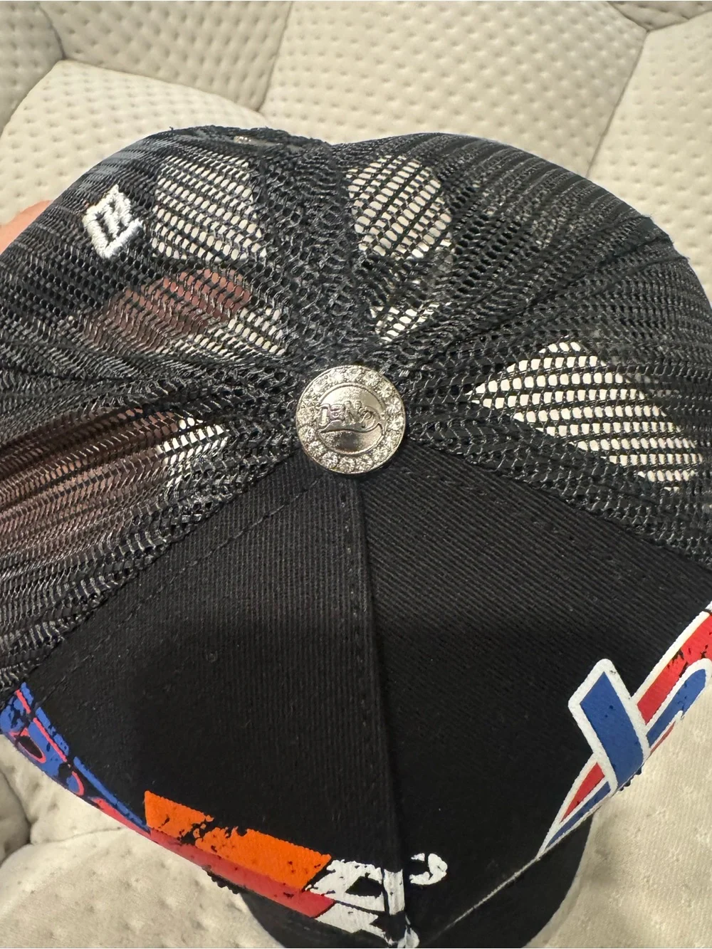 Black Graphic Baseball Cap with black rhinestones